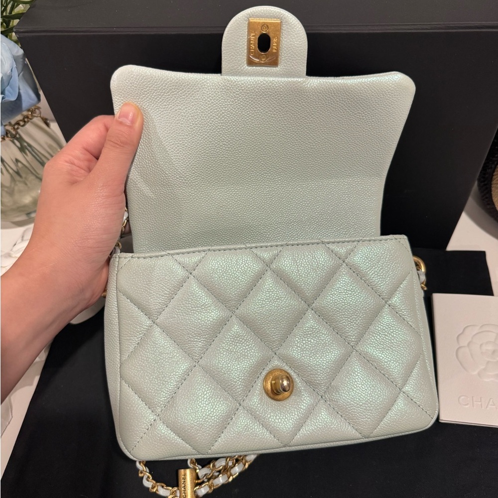 Chanel My Perfect Mini Bag – Iridescent Green (Light Blue Hue) Crossbody Handbag - Picture 7 of 15